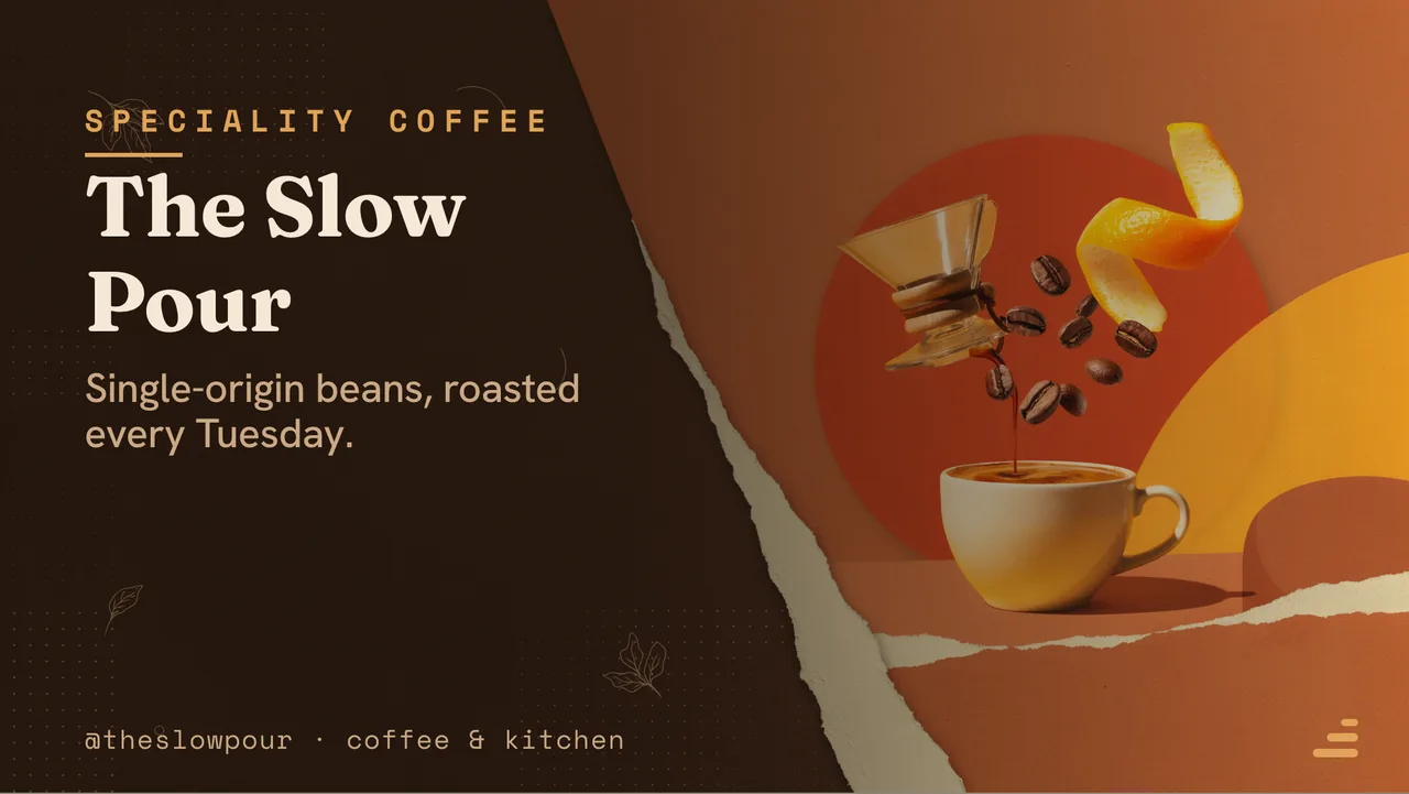 Cafe coffee menu board · Landscape for The Slow Pour: slide 1 of 4, the venue and what it is known for