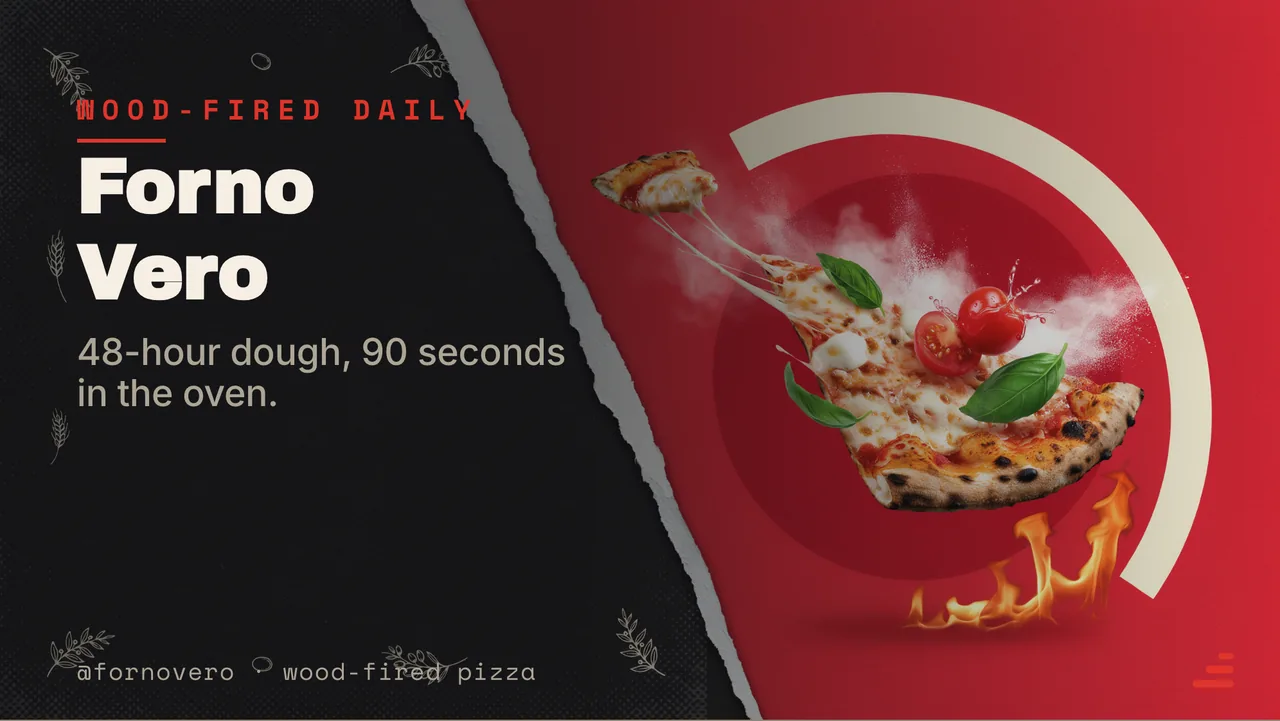 Wood-fired pizzeria menu board · Landscape for Forno Vero: slide 1 of 4, the venue and what it is known for