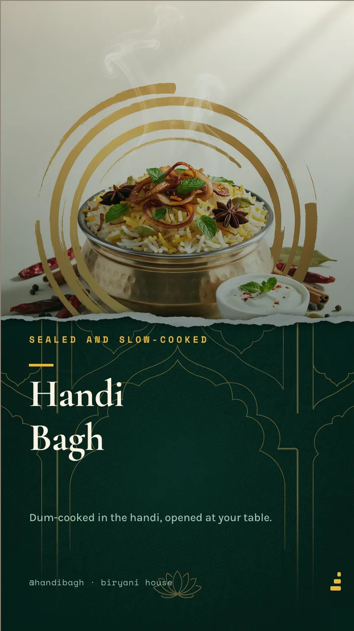 Biryani house dum special board · Portrait for Handi Bagh: slide 1 of 4, the venue and what it is known for