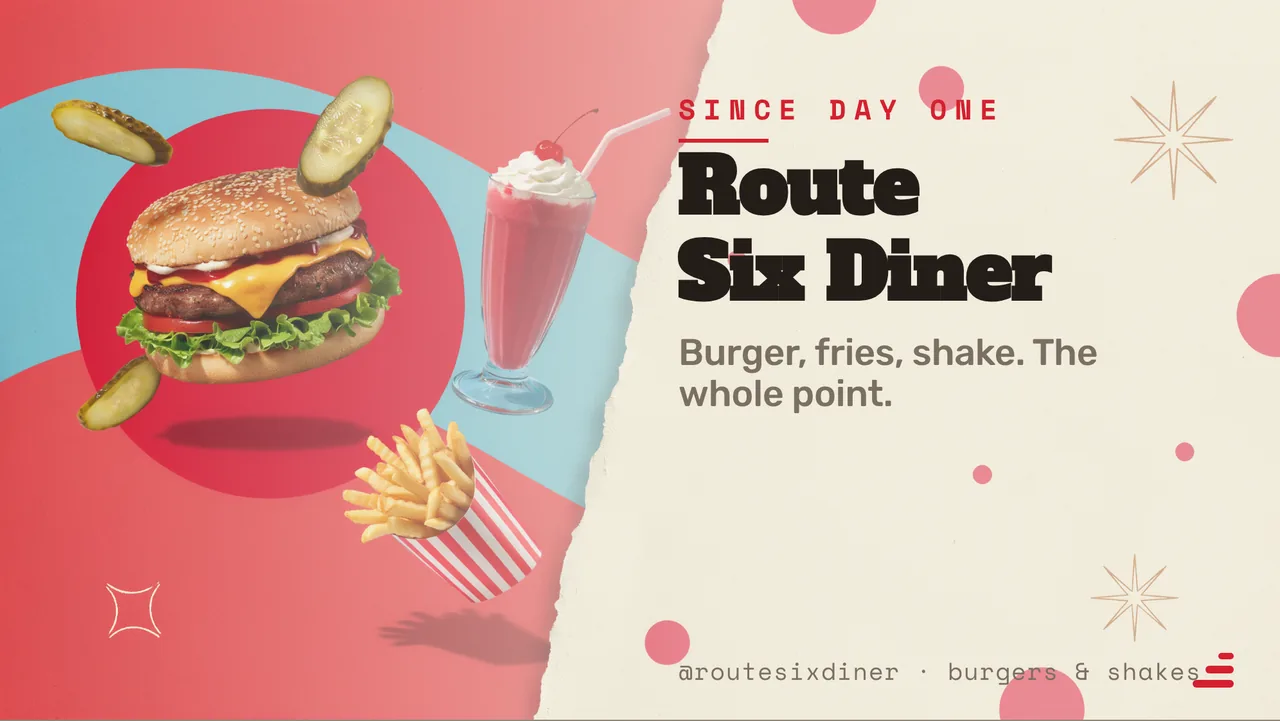 Diner burger combo meal board · Landscape for Route Six Diner: slide 1 of 4, the venue and what it is known for