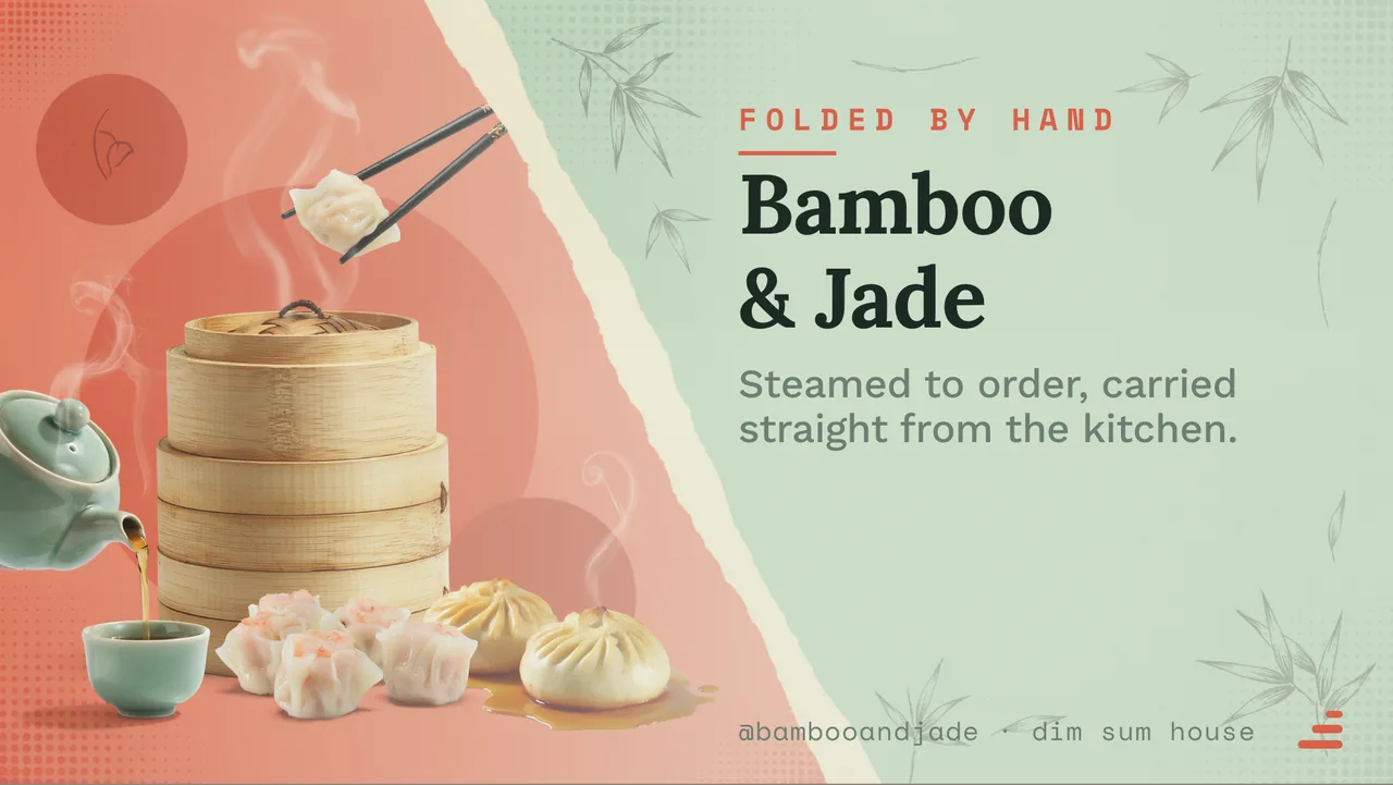 Dim sum steamer menu board · Landscape for Bamboo & Jade: slide 1 of 4, the venue and what it is known for