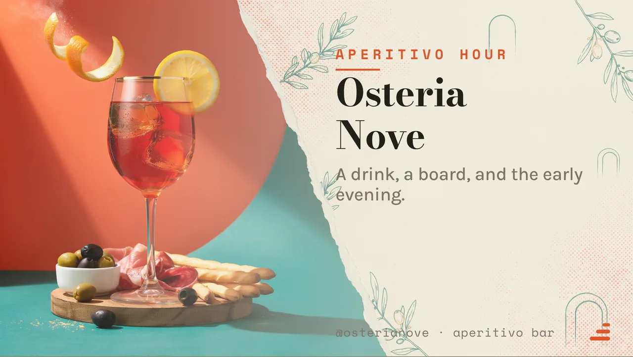 Aperitivo evening drinks board · Landscape for Osteria Nove: slide 1 of 4, the venue and what it is known for