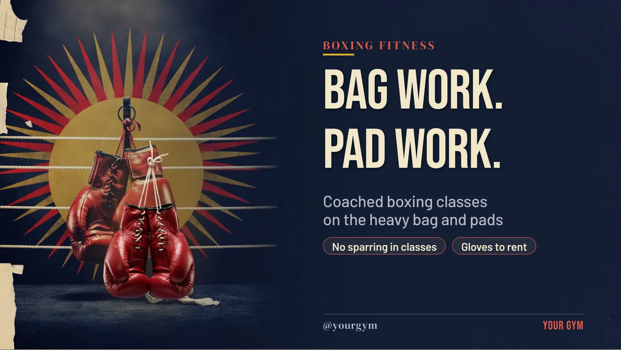 Boxing gym bring a friend TV screen · Landscape digital signage template preview