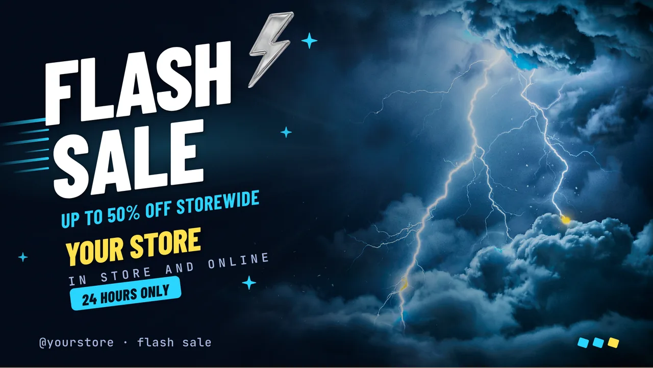 Electric storm flash sale screen · Landscape digital signage template preview