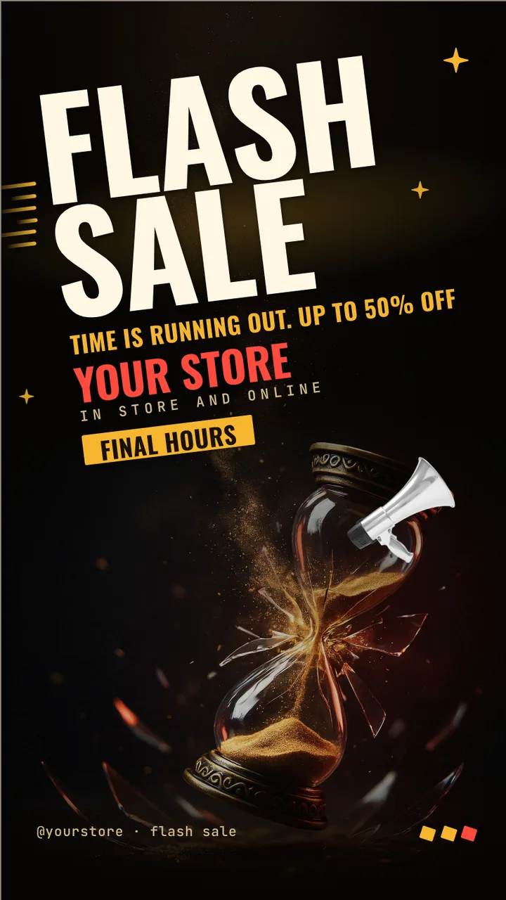 Last hours flash sale screen · Portrait digital signage template preview