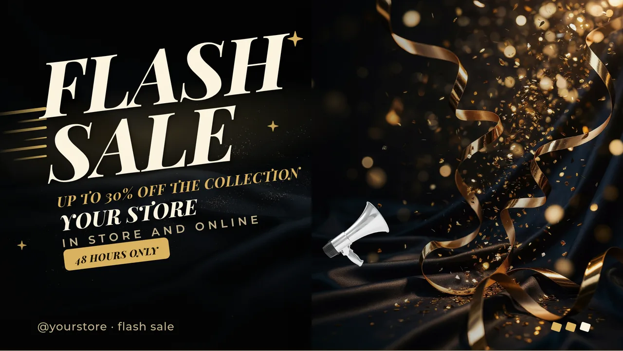 Luxury gold flash sale screen · Landscape digital signage template preview