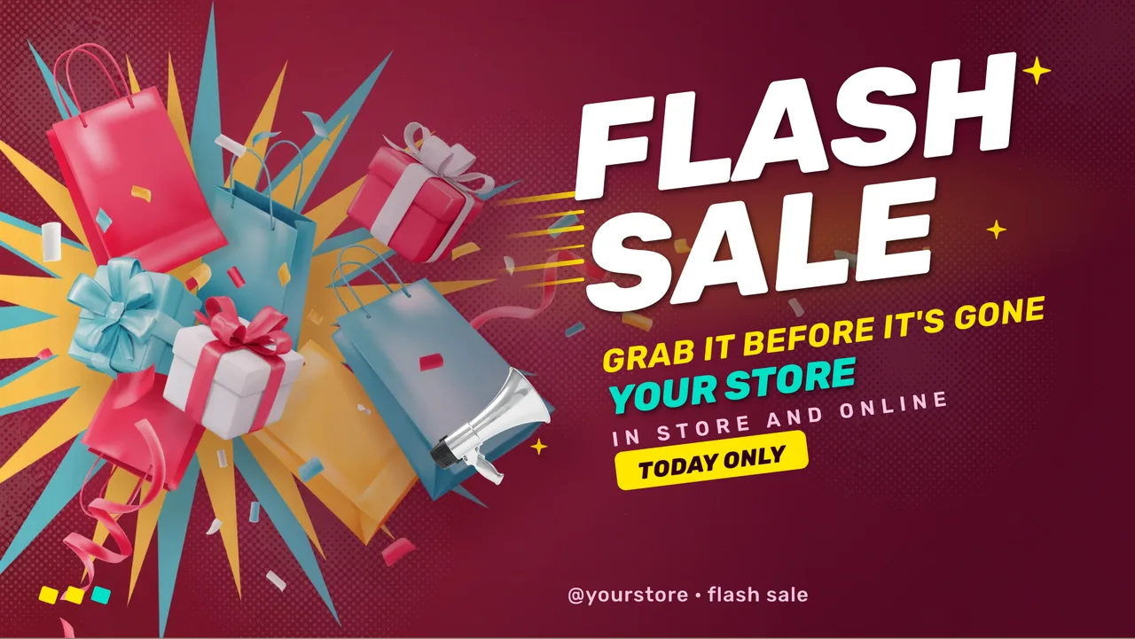 Pop art flash sale screen · Landscape digital signage template preview