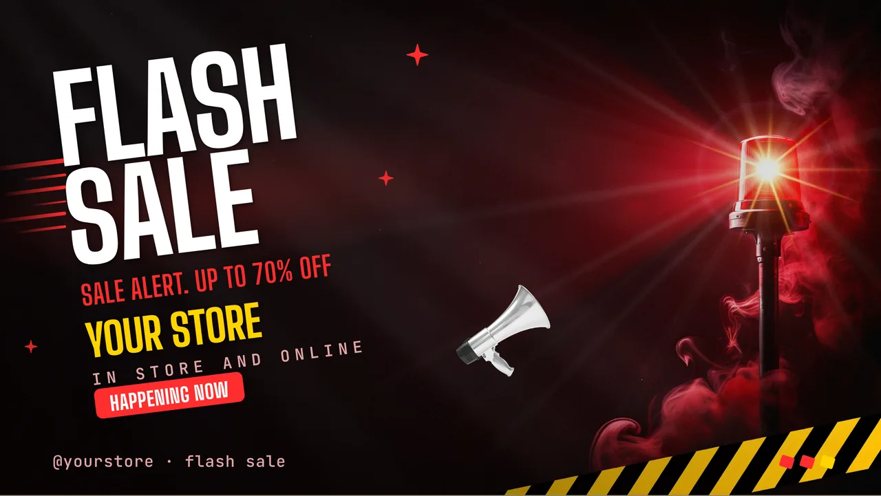 Red alert flash sale screen · Landscape digital signage template preview
