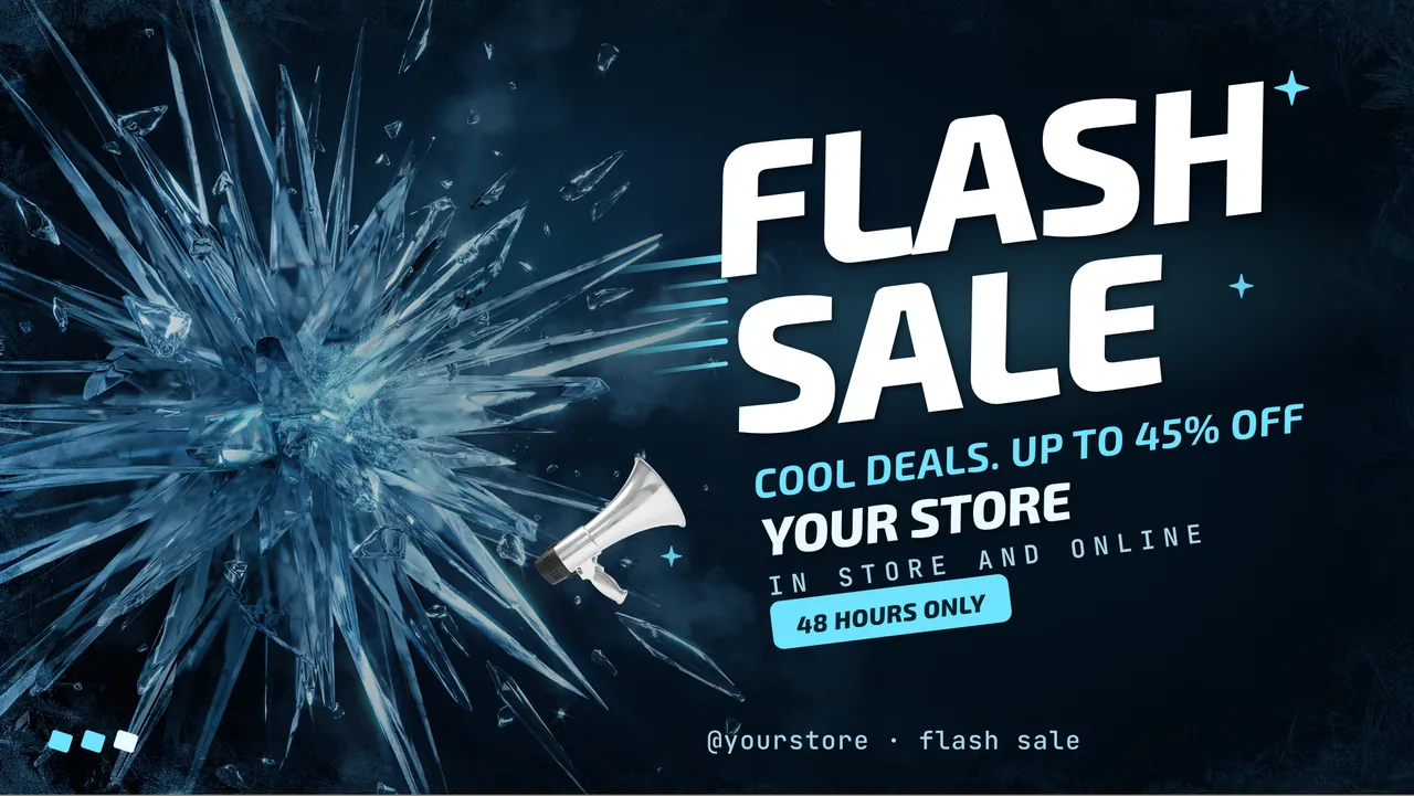 Ice blue flash sale screen · Landscape digital signage template preview