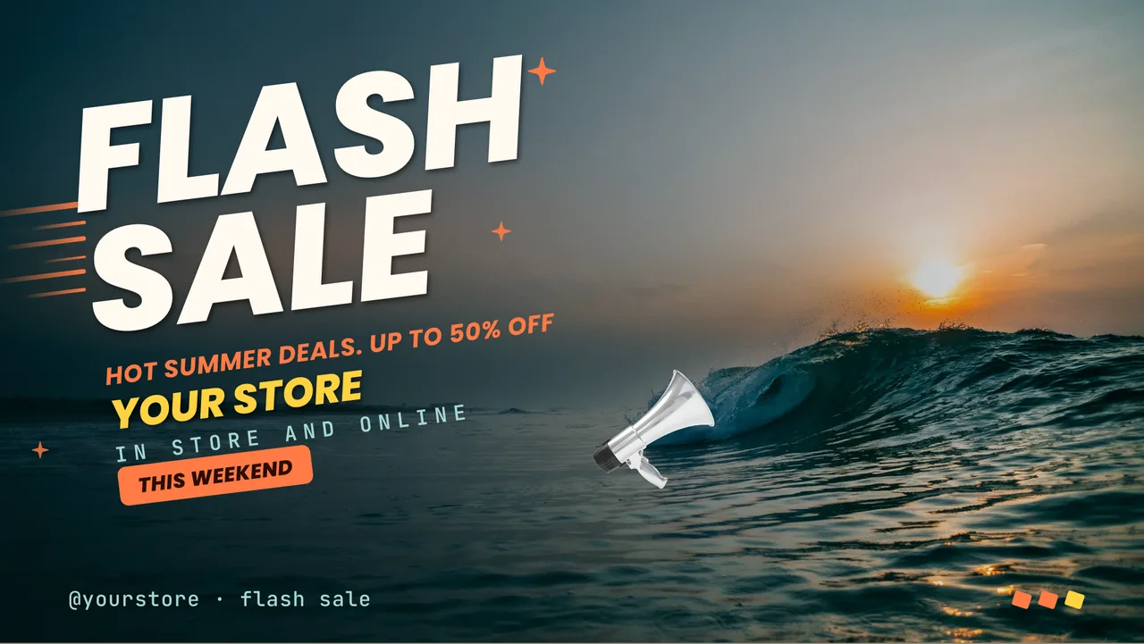 Summer flash sale screen · Landscape digital signage template preview