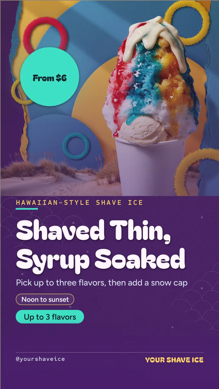 Shaved ice truck digital menu board · Portrait digital signage template preview