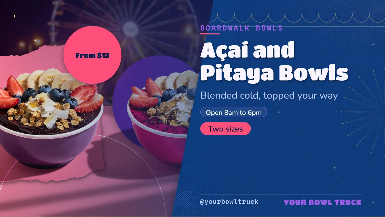 Acai bowl truck menu board · Landscape digital signage template preview