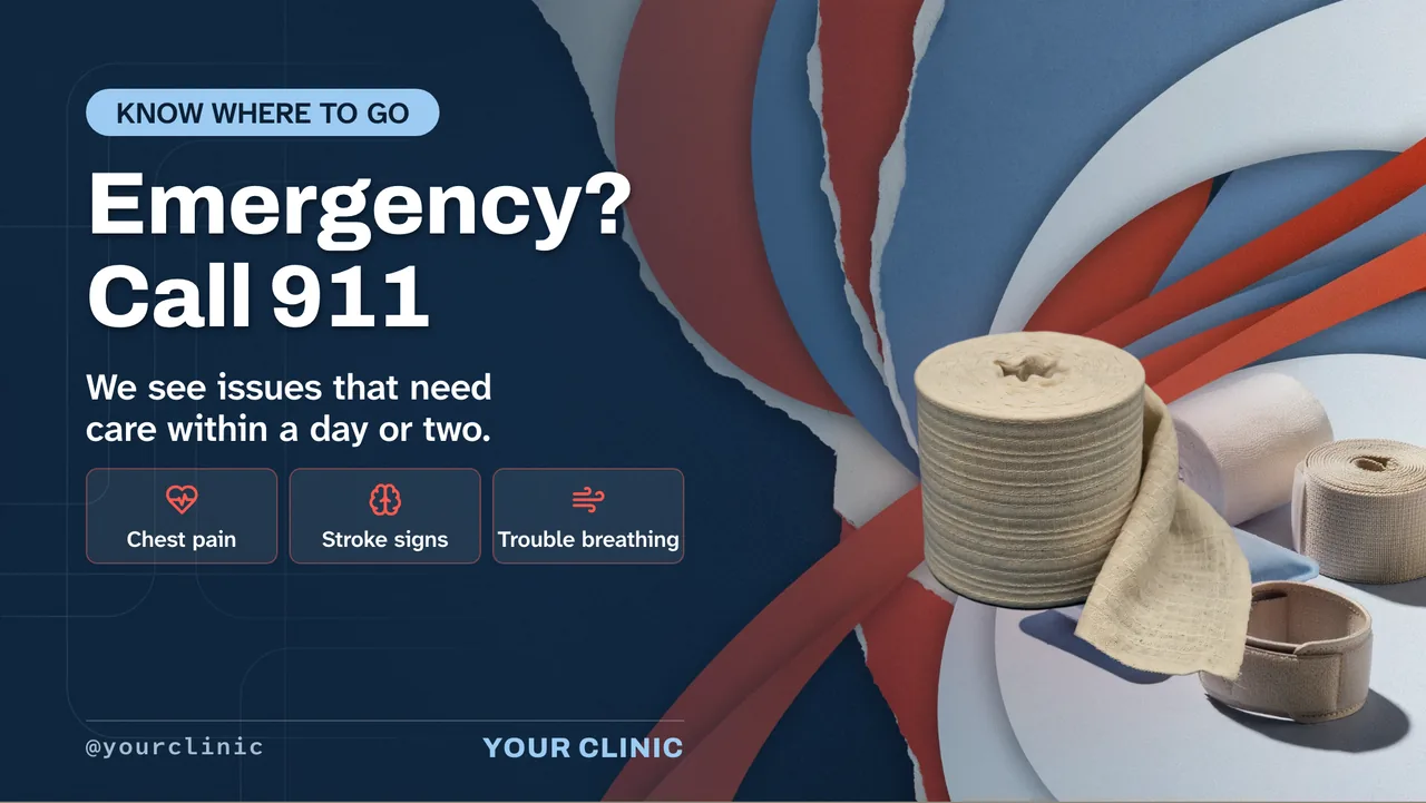 Urgent care video visits and portal slideshow · Landscape for an urgent care clinic: slide 4 of 4, the deadline or today's update