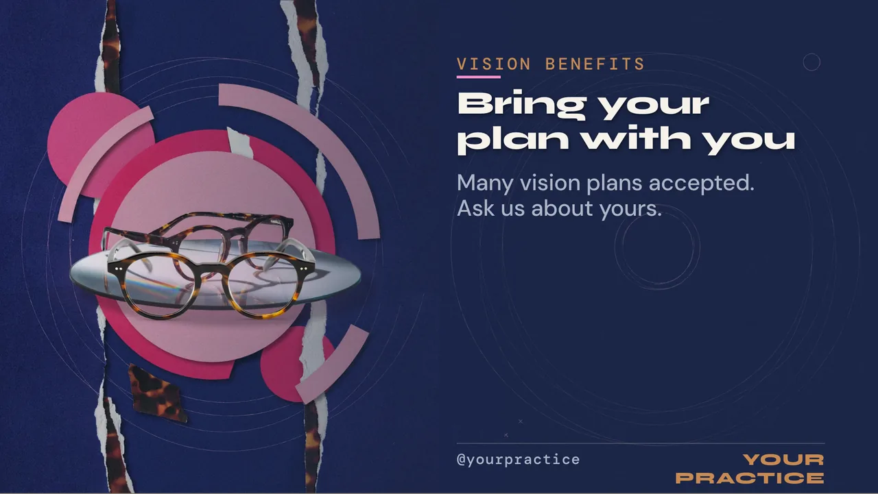 Eye care vision benefits slideshow · Landscape digital signage template preview