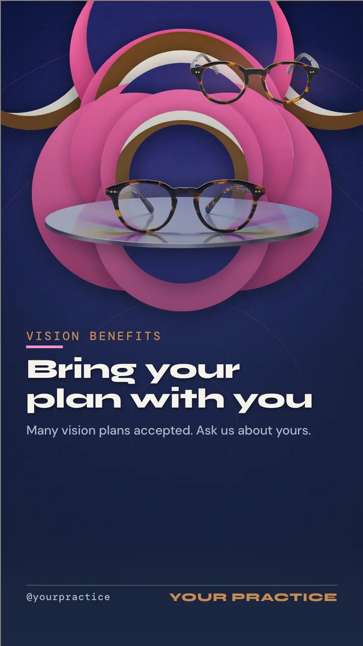 Eye care vision benefits slideshow · Portrait digital signage template preview