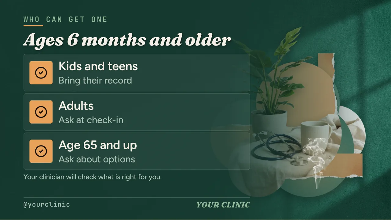 Flu shot season clinic slideshow · Landscape for a family medicine clinic: slide 2 of 4, the list of services and options