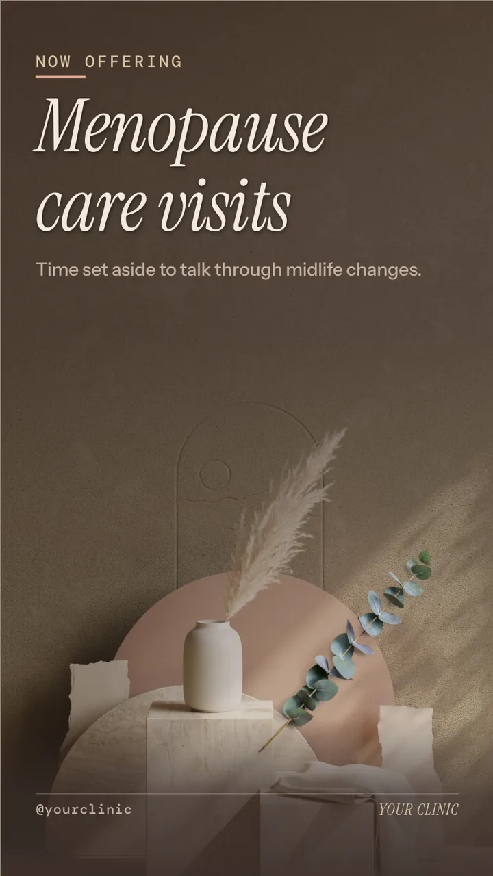 Women's health clinic new service slideshow · Portrait digital signage template preview